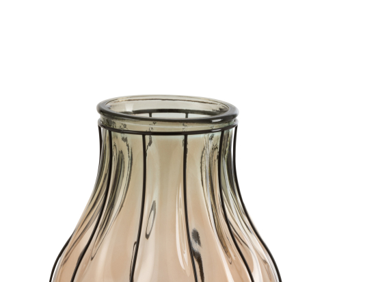 VASE FUSION - VERRE/METAL  - TAUPE - S 