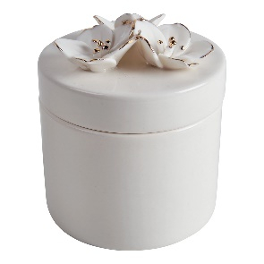 POT À COTON ÉCLAT NACRÉ EN CÉRAMIQUE BLANCHE DIA 8 X 9 CM