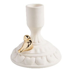 BOUGEOIR SUR PIED OISEAU EN CÉRAMIQUE BLANCHE