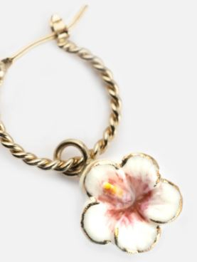 HIBISCUS MINI EARRING   /Mini créole fleur ROSE - Vendue à l'unité