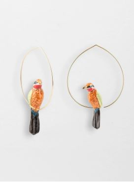 AFRICAN BEE-EATER HOOP  EARRINGS / CREOLES OISEAU GUEPIER