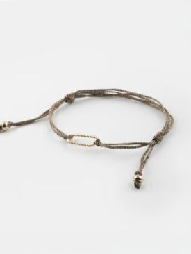 GOLDEN ROPE BRACELET WITH TWISTED RECTANGULAR CHARM'S HOLDE / Bracelet cordon doré personnalisable pour charm's