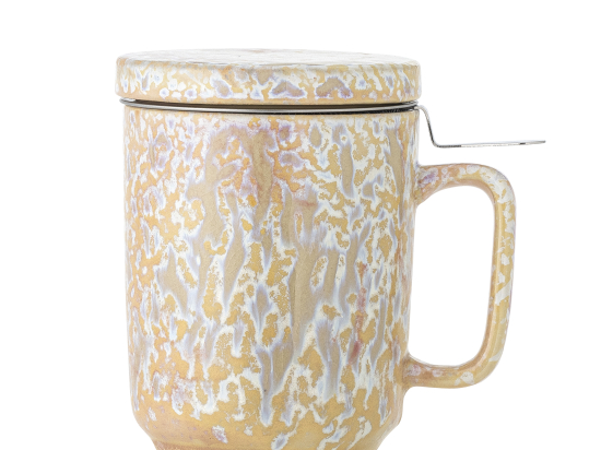 YUMA TASSE AVEC COUVERCLE ET PASSOIRE A THE -, NATURE, GRES