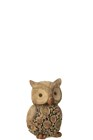 HIBOU IMIT BOIS POLYRÉS NAT S (12x11.5x17.5cm)