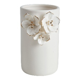 VERRE BAIN AMOUR DE FLEURS CÉRAMIQUE BLANC