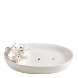 PORTE-SAVON AMOUR DE FLEURS CÉRAMIQUE BLANC