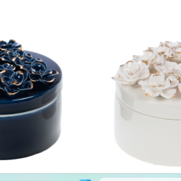 BOITE DECO FLEURS LINEA - BLANC OU BLEU 