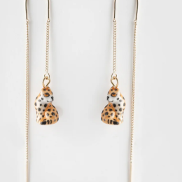 SITTING LEOPARD LONG EARRINGS / Longues boucles d'oreilles léopard