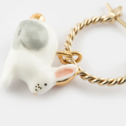 POLAR HARE MINI EARRINGS  - ARCTIQUE /Petite créole lièvre polaire - Arctique