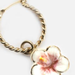 HIBISCUS MINI EARRING   /Mini créole fleur ROSE - Vendue à l'unité