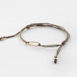 GOLDEN ROPE BRACELET WITH TWISTED RECTANGULAR CHARM'S HOLDE / Bracelet cordon doré personnalisable pour charm's