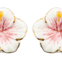 HIBISCUS STUD EARRINGS   /Bouche d'oreilles HIBISCUS fleur ROSE 