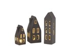 S/3 MAISON LED PORCEL NOI/OR (5.5x5.5x20.5cm)